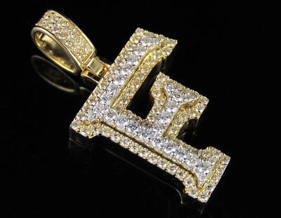 Pre-owned Jewelry Unlimited F Initial Custom Letter Diamond Pendant Charm In 10k Two Tone Gold 1 1/2 Ct 1.5" In G-h
