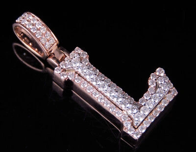 Pre-owned Jewelry Unlimited Custom 3d Letter L Initial Diamond Pendant Charm 10k Two Tone Gold 1.20 Ct 1.5" In G-h