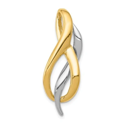 Pre-owned Goldia 14k Two Tone Gold Polished & Solid Freeform Omega Slide Fits Up To 6mm Necklace