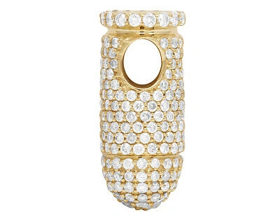 Pre-owned Jewelry Unlimited Mens 14k Yellow Gold 3d Bullet Gun Bolt Real Diamond Charm Pendant 2.5ct .8" In H-i