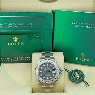 Pre-owned Rolex Yacht-master 37mm, Slate/rhodium Dial, Ref 268622 Unworn Complete 2023