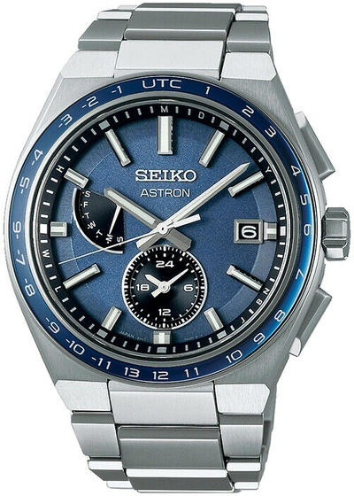 Pre-owned Seiko Astron Nexter Sbxy037 Men's Watch Solar World Time Blue Gray 2022