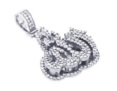 Pre-owned Jewelry Unlimited Allah 5 1/2 Ct Real Diamond Pendant White Gold 1.8" In G-h