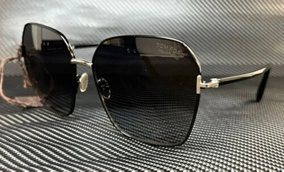 Pre-owned Tom Ford Claudia Ft0839 01d Black Smoke Polarized Metal Women 62 Mm Sunglasses In Gray