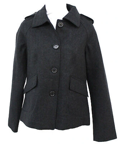 Pre-owned Victorinox Premium Wool Water Repellent Pea Coat Women's Size Medium $495 In Dark Charcoal Gray