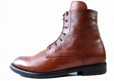 Pre-owned Ivan Troy Men's Leather Boots Kalilou Brown  / Made In Italy