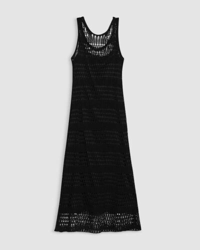 Pre-owned Theory $395  Women Jet Black Tissage Open-knit Lace Shift Dress Petite Size P