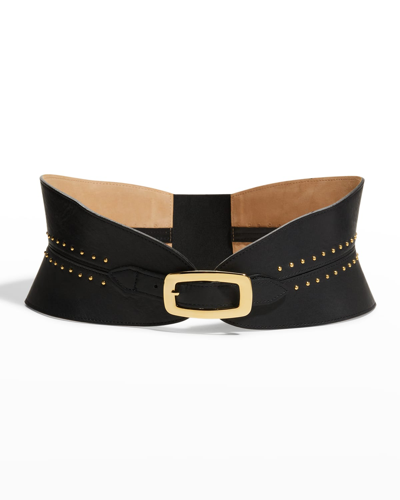 Streets Ahead Greg Studded Leather Corset Belt In Black / Gold