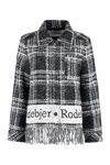 Rodebjer Olivia Logo Checked Wool Jacket In Black