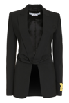 Off-white Twisted Blazer Wool Blend Jacket In Black