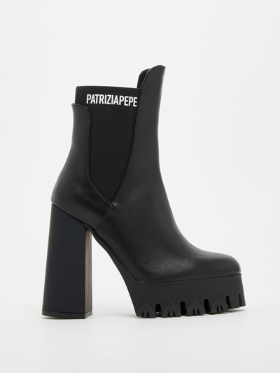 Patrizia Pepe Leather Boots In Nero