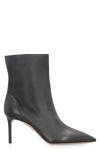 AQUAZZURA MATIGNON LEATHER POINTY-TOE ANKLE BOOTS