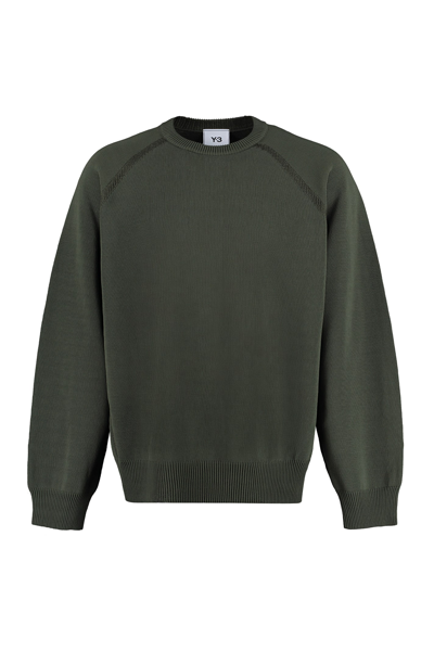 Y-3 Long Sleeve Crew-neck Sweater In Green