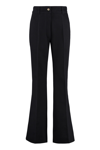 Patou Pleated Wool-blend Twill Flared Pants In Black