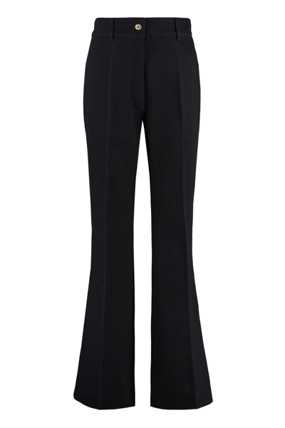 Patou Pleated Wool-blend Twill Flared Pants In Black