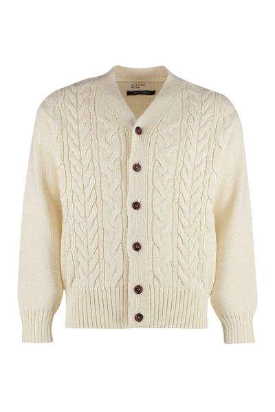 Universal Works Wool Cardigan With Contrast Buttons In Neutrals