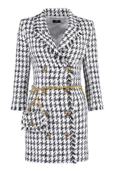 Elisabetta Franchi Double Breasted Mini Dress With Belt In White