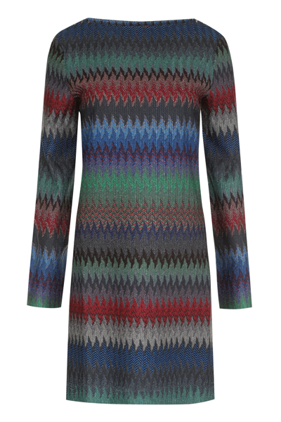 Missoni Chevron Lurex Knit Dress In Multicolor
