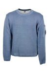 C.P. COMPANY CREWNECK WOOL SWEATER WITH LOGO ON THE SLEEVE IN VANISÈ COLOR