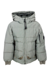 C.P. COMPANY DOWN JACKET IN REAL GOOSE DOWN IN SAINT-PETER FABRIC IN WRINKLED EFFECT GARMENT DYED. FULL ZIP CLOSU