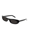 Saint Laurent Sl 557 Elongated Cat-eye Sunglasses In Black Black Black