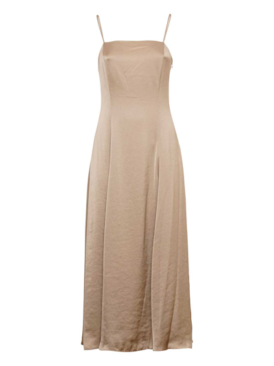 Theory Crushed Satin Volume Cami Midi Dress In Mesa | 