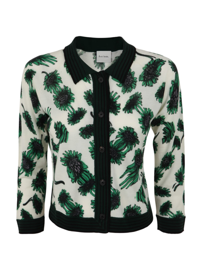 Paul Smith Collar Knitted Button Down Cardigan Greens
