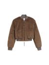 Max Mara Saturno Alpaca Blend Crop Bomber Jacket In Tortora