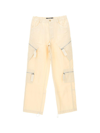 Jacquemus Off White Brown Straight Leg Pant In Bianco