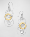 Ippolita Hammered Jet Set Earrings In Chimera In Gold And Silver