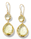 Ippolita Snowman Teardrop Earrings In 18k Gold In Green Citrine