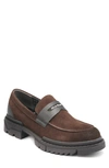 Karl Lagerfeld Leather Lug Sole Penny Loafer In Dark Brown
