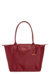 Longchamp Le Pliage Club Small Shoulder Tote In Garnet Red