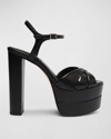 SCHUTZ KEEFA LEATHER ANKLE-STRAP PLATFORM SANDALS