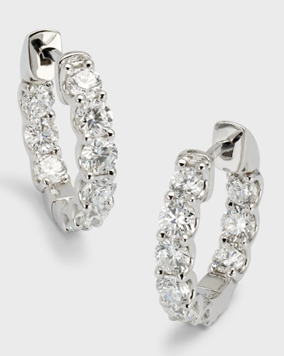 Neiman Marcus Lab Grown Diamonds Lab Grown Diamond 18k White Gold Round Hoop Earrings, 0.5"l, 1.8tcw