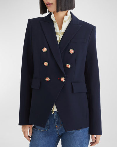 Veronica Beard Miller Dickey Jacket In Navy With Silver Buttons