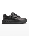 Valentino Black One Stud Xl Nappa Leather Low-top Sneakers In Black