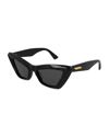 Bottega Veneta Dramatic Acetate Cat-eye Sunglasses In 001 Black