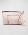 Isabel Marant Nessah Zip Leather Shoulder Bag In Pearl Rose