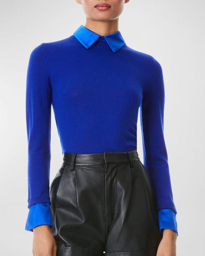 Alice And Olivia Porla Collared Sweater In Royalty