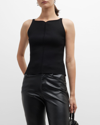 Courrèges Holistic Rib Knit Viscose Blend Tank Top In Black