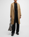 Vince Classic Straight Wool-blend Coat In Brown
