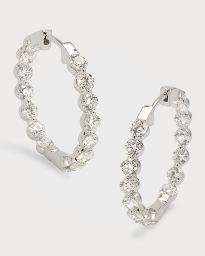 Neiman Marcus Diamonds 18k White Gold Round Diamond Hoop Earrings
