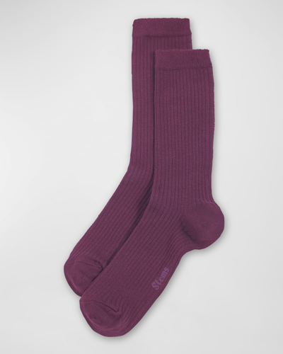 Stems Ribbed Cashmere-blend Crew Socks In Purple