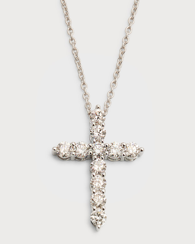 Neiman Marcus Diamonds 18k White Gold Round Diamond Cross Pendant