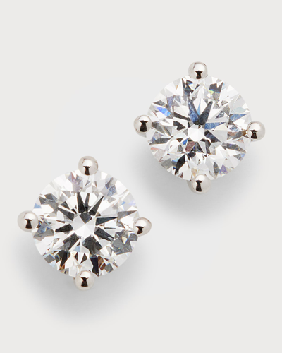 Neiman Marcus Lab Grown Diamonds Lab Grown Diamond 18k White Gold Round Stud Earrings, 2.0tcw