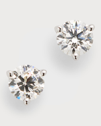 Neiman Marcus Diamonds 18k White Gold 3-prong Round Diamond Martini Stud Earrings