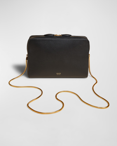 Khaite Anna Zip Leather Crossbody Bag In 200 Black