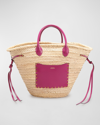 Isabel Marant Cadix Raffia And Leather Basket Bag In Natural/orchid