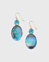 Ippolita 18k Rock Candy Luce Stone Oval Drop Earrings In Blu Notte In Onyx Triplet